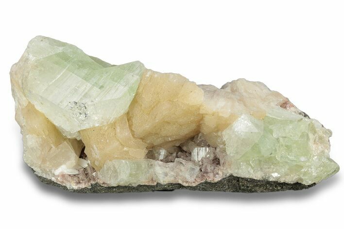 Lustrous Zoned Apophyllite with Stilbite and Heulandite - India #252438